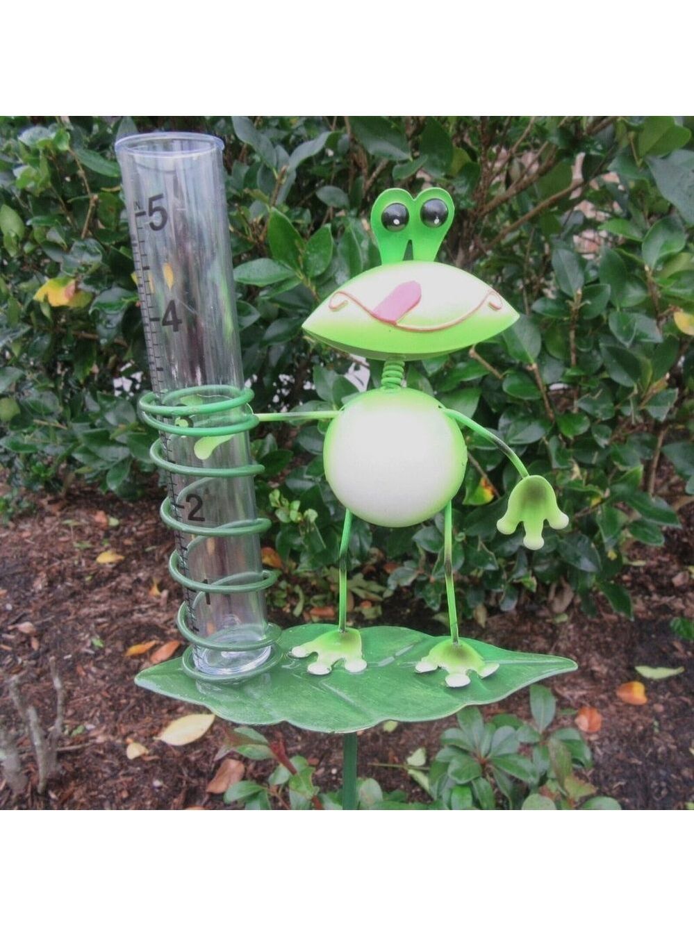Rain Gauge Garden Metal Stake Frog Decorative Outdoor Yard Decor - Picture 2 of 11